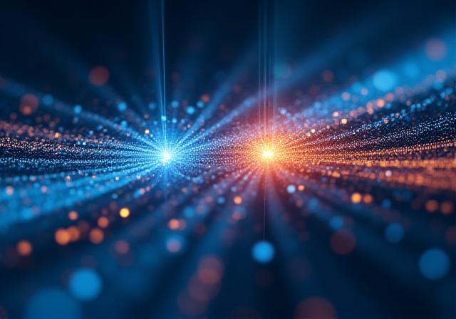 Abstract digital visualization of data syncing between two professional systems